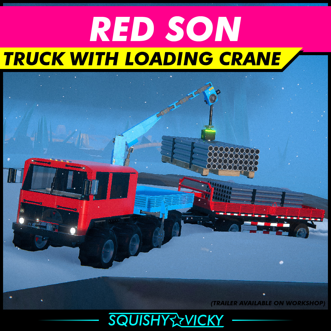 [SQUISHY] Red Son - Truck With Loading Crane