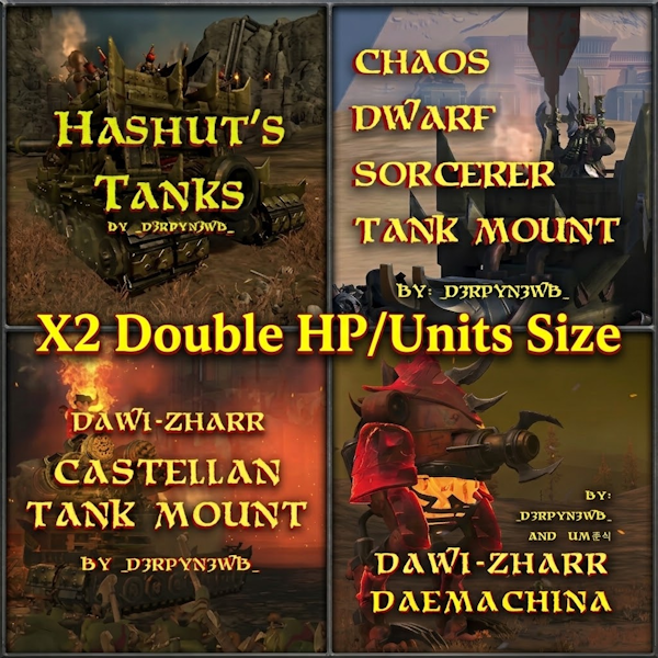 X2 Hashut's, Dawi-Zharr, Chaos Dwarf Sorcerer Tank Mount, Dawi-Zharr Daemachina