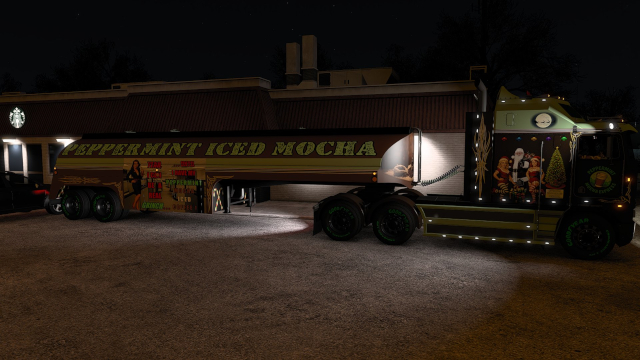 Peppermint Mocha Express Kenworth K100E and 50’s Fruehauf Tanker Combo
