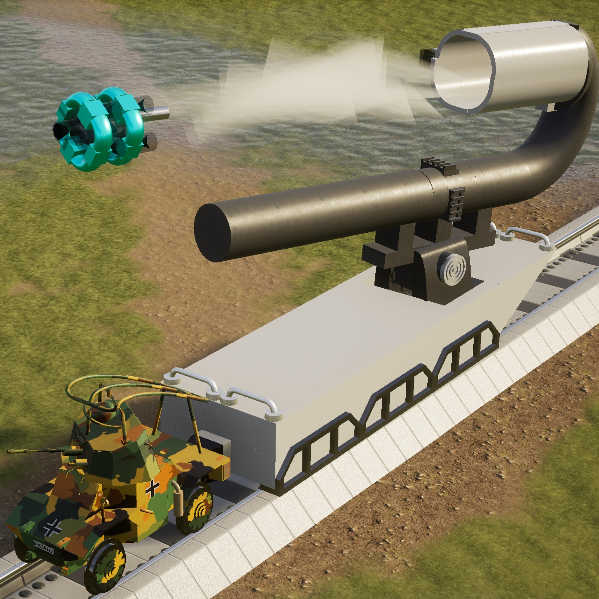 Railway car bring wind cannon anti-aircraft