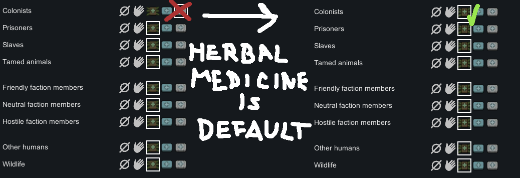 Herbal Medicine Is Default mod preview for RimWorld