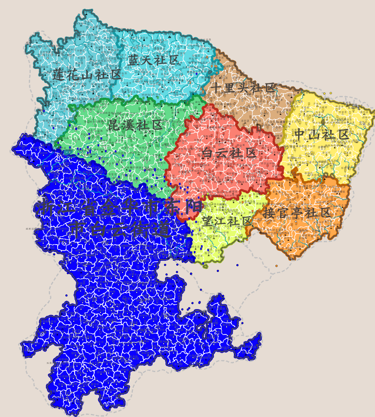 浙江省金华市东阳市白云街道乡镇图