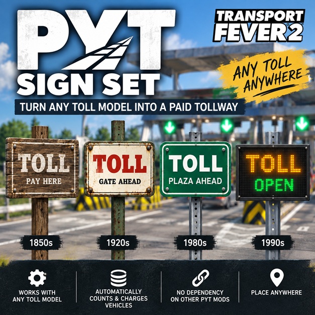 Pay Your Tolls Sign Set -- Turn Any Toll Model Into a Paid Tollway