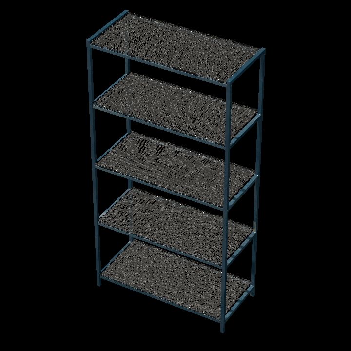 Shelves - blue wide metal shelf