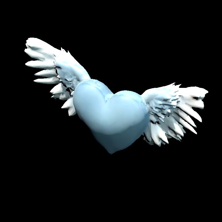 Moon Blue Flying Heart