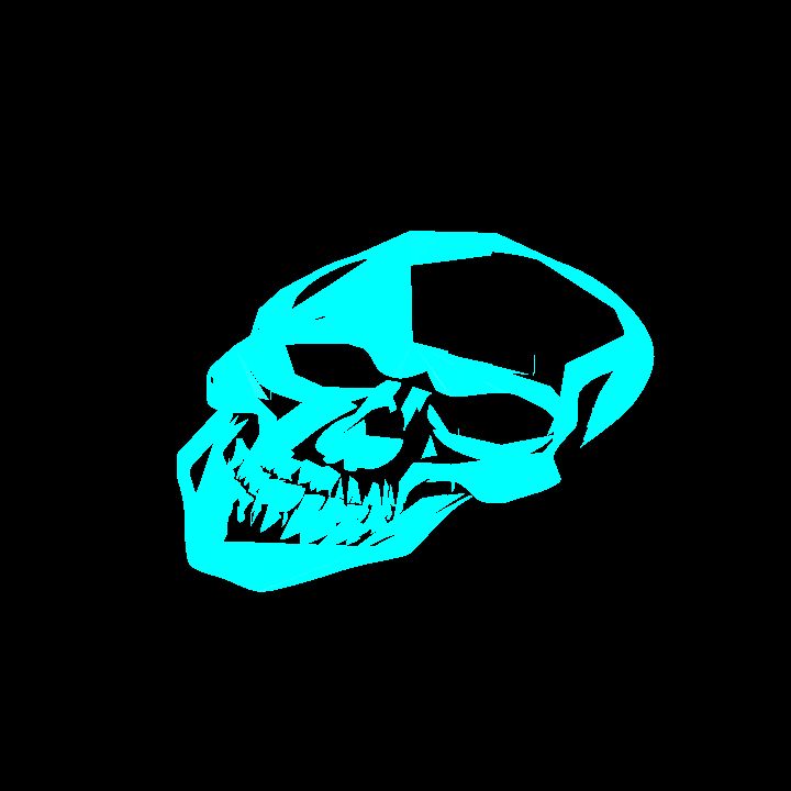A glowing sigil - blue skull