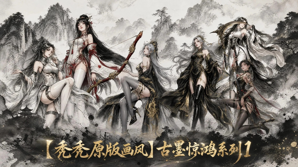 【秃秃原版画风】古墨惊鸿系列1（6*女立绘+NPC+战斗小人）