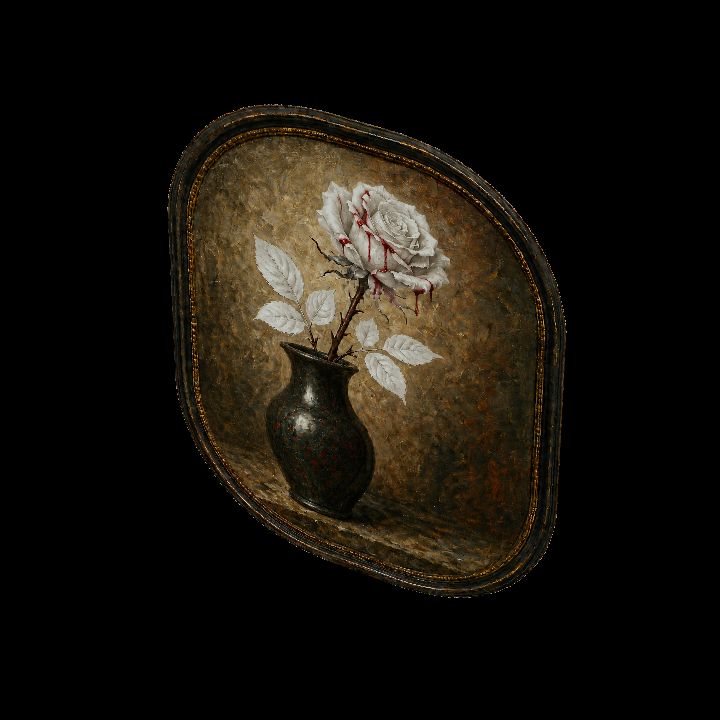 Painting, White Rose with Blood {2D}