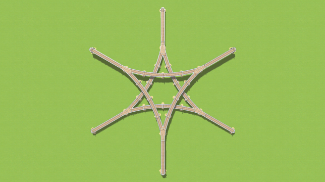 Train Intersection, 3-way + 3-way