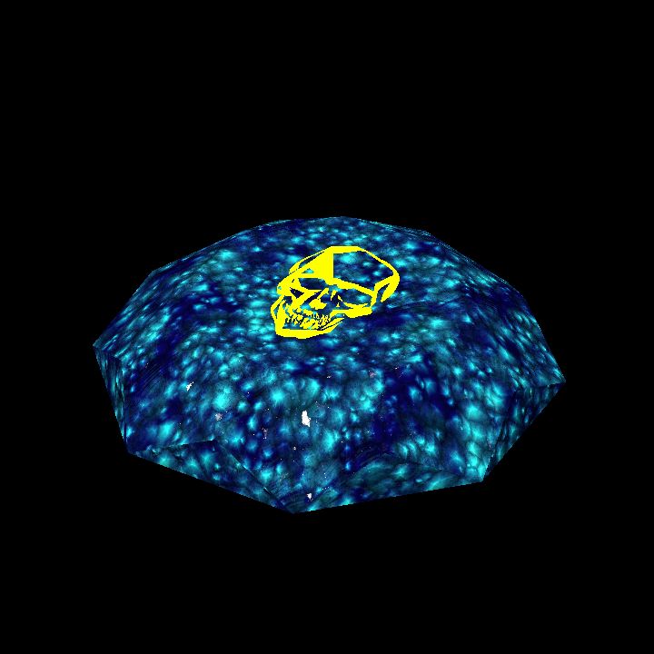 A glowing sigil stone C - skull