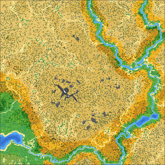 Desert with a River and Oasis