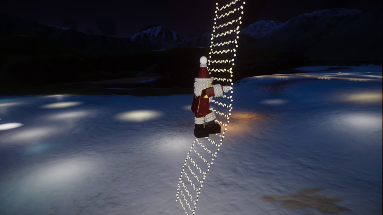 Christmas decoration, Santa on an illuminated ladder, Weihnachtsdekoration Santa auf einer Leuchtleiter