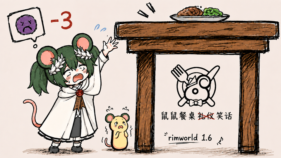 鼠族站在椅子吃饭够不到桌子心情-3 mod preview for RimWorld