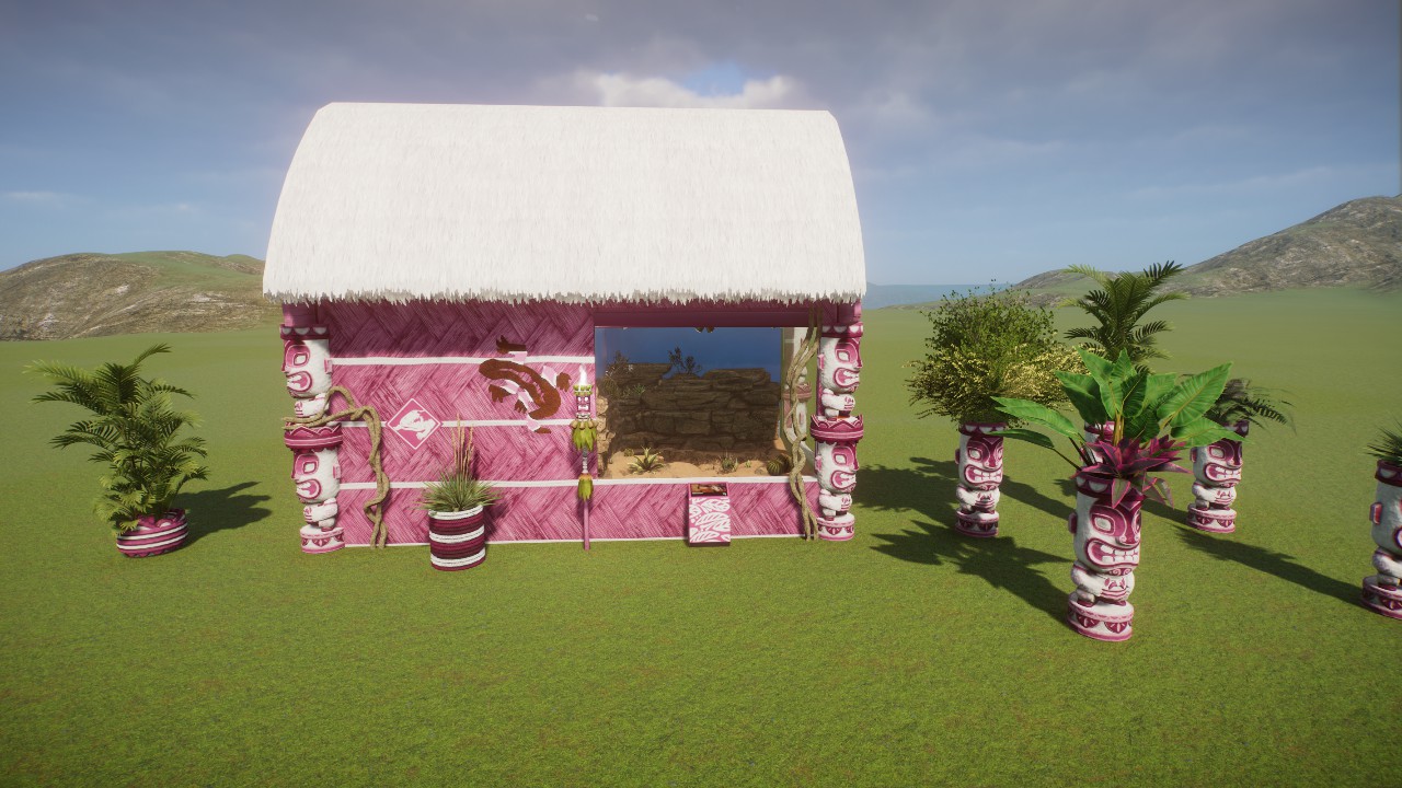 Pink Tiki double exhibit + planters + donation box preview