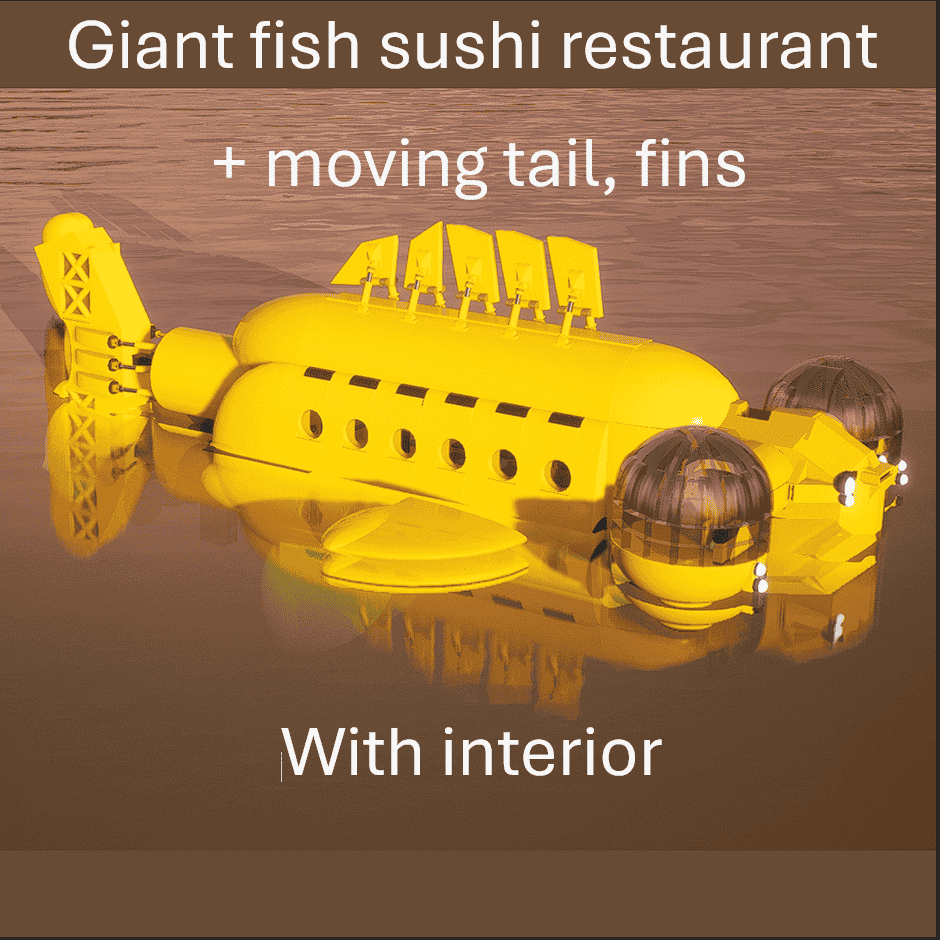 Giant fish sushi restaurant boat