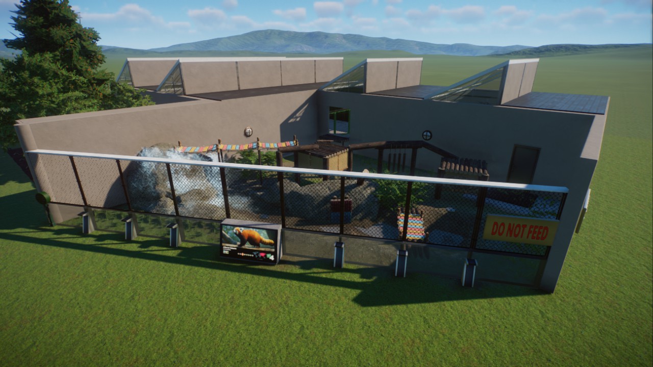 realistic Red panda habitat with backstage