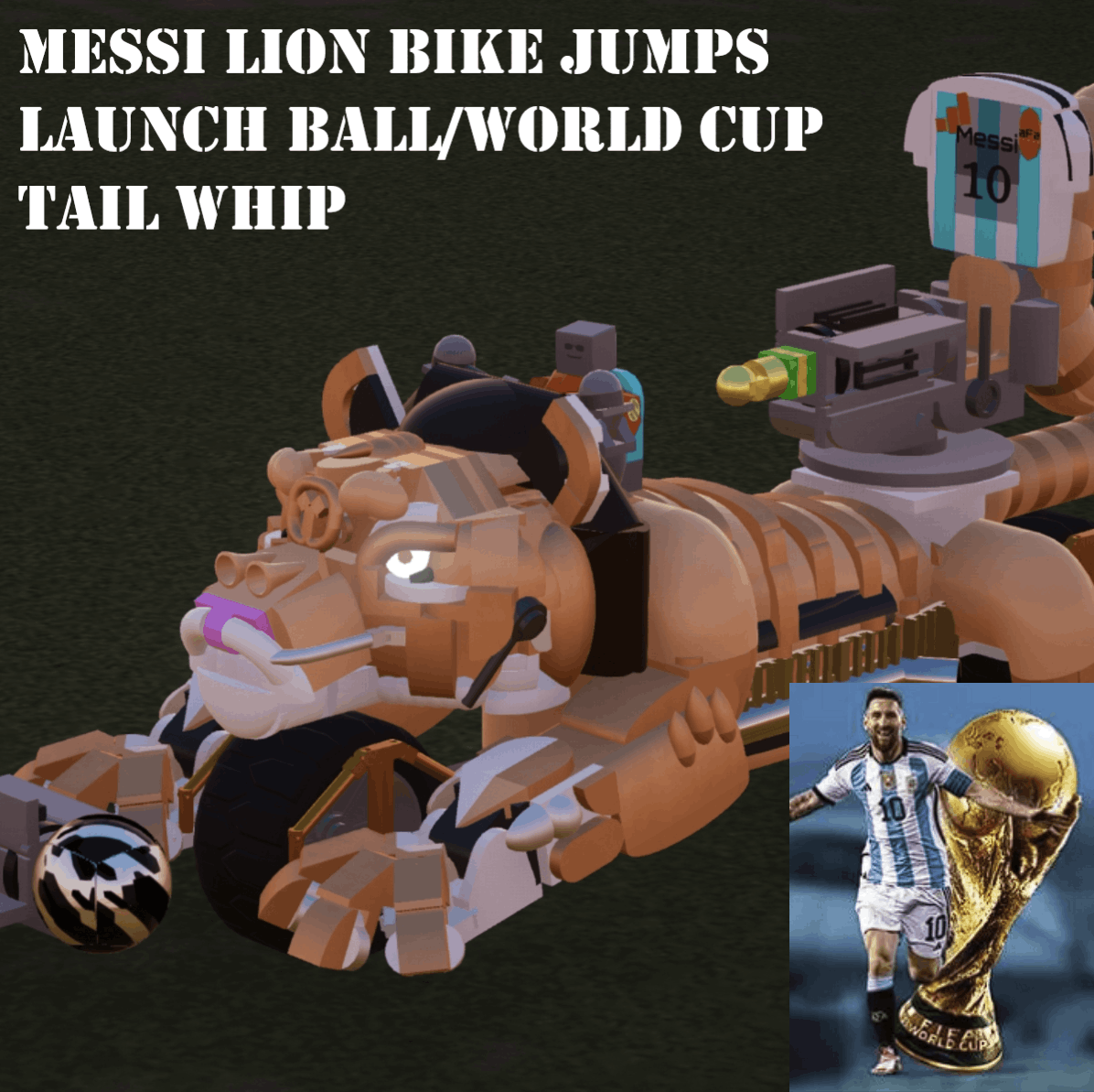 Messi Lion(el) bike launches ball,jumps