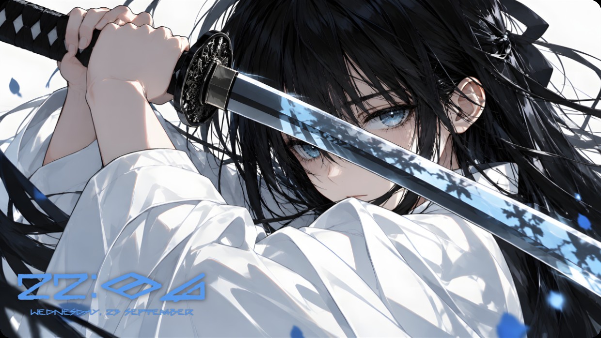 Samurai anime girl White