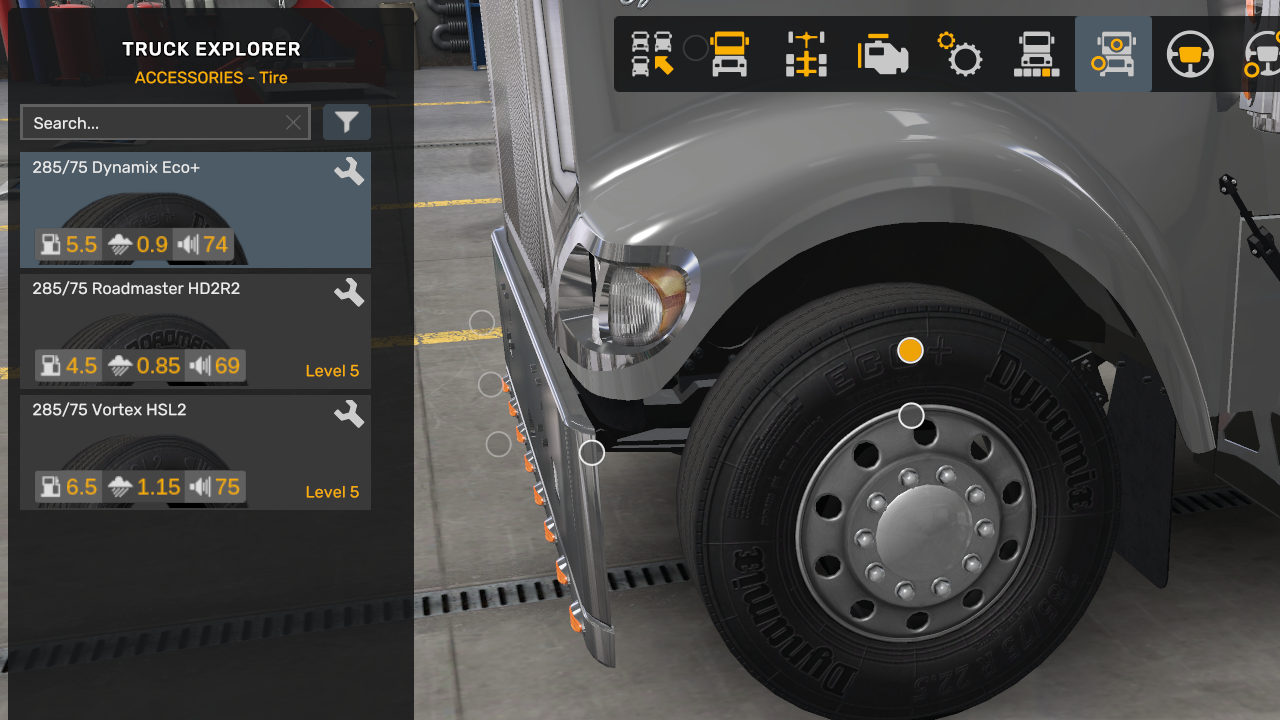 ATS Tire Stats (estadísticas de neumáticos)