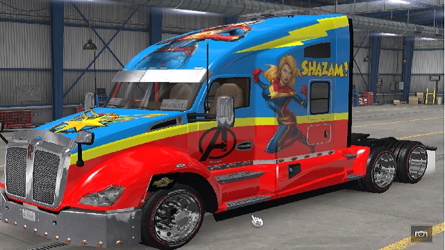  skin paintjob Capitan Marvel For kenworth t680, peterbilt 579 and VOLVO