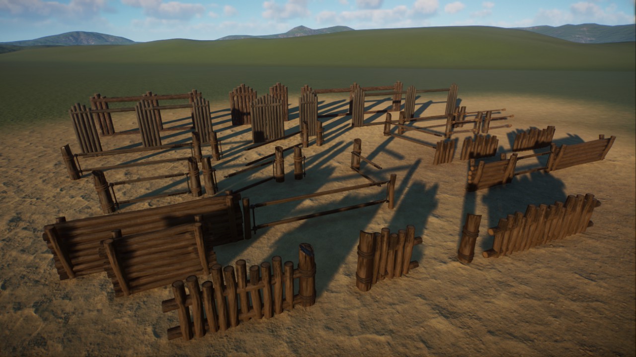various wood fences and gates,35 pieces - verschiedene Holzzäune und Tore, 35 Teile