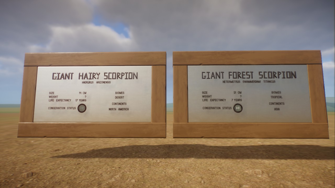 Giant Hairy Scorpion and Giant Forest Scorpion