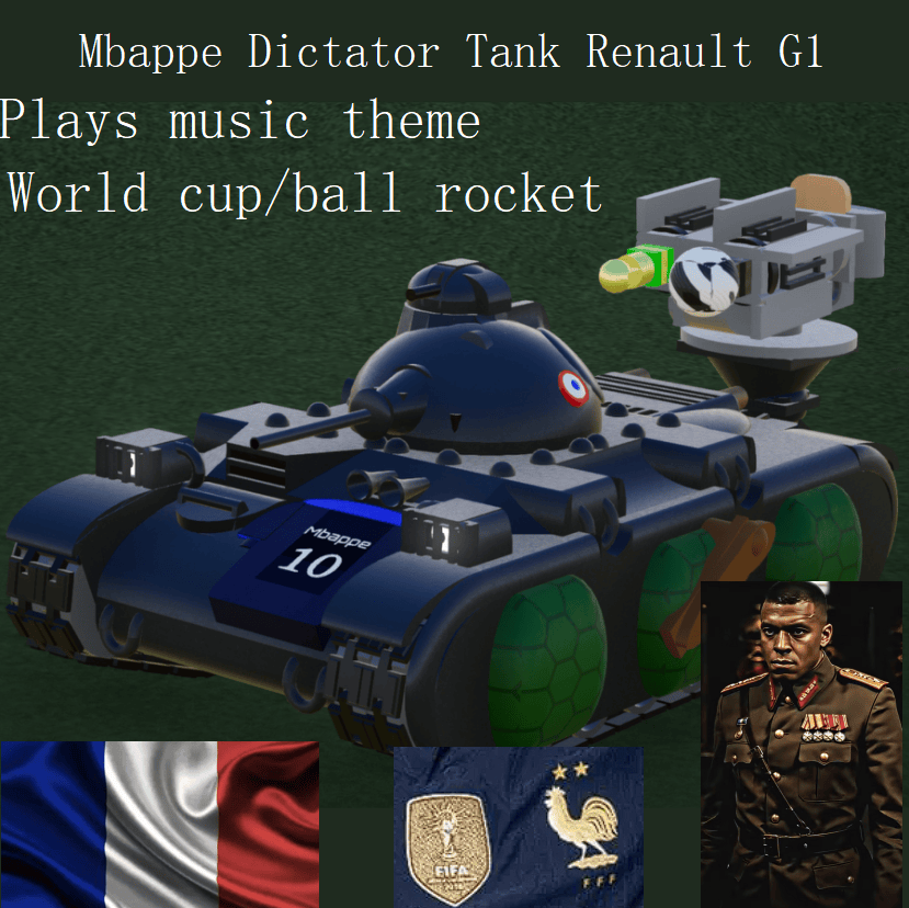 Mbappé Dictator Ninja Turtle tank play music
