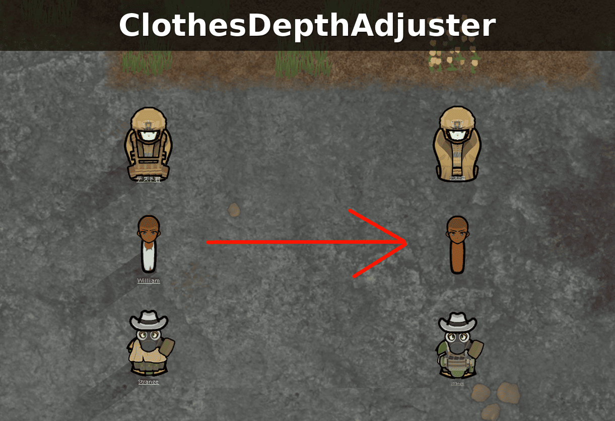 ClothesDepthAdjuster mod preview for RimWorld