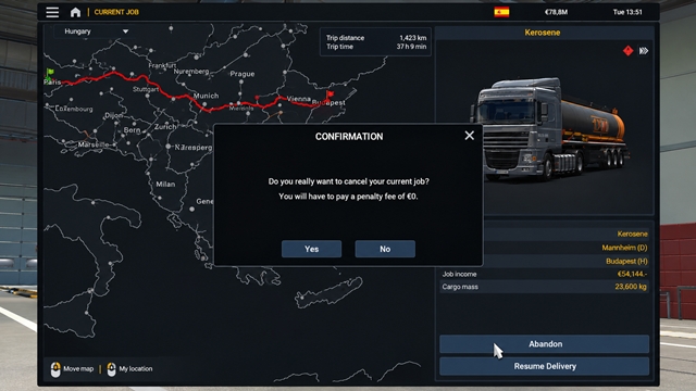 Cancel Current Free Job (ETS2)