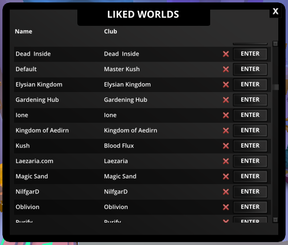 - Obscure UI - Liked Worlds