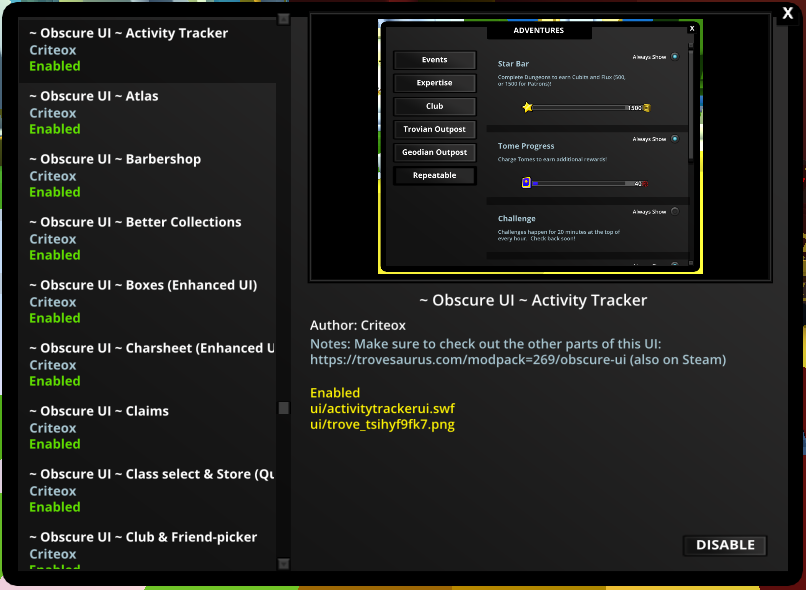 - Obscure UI - Mod manager