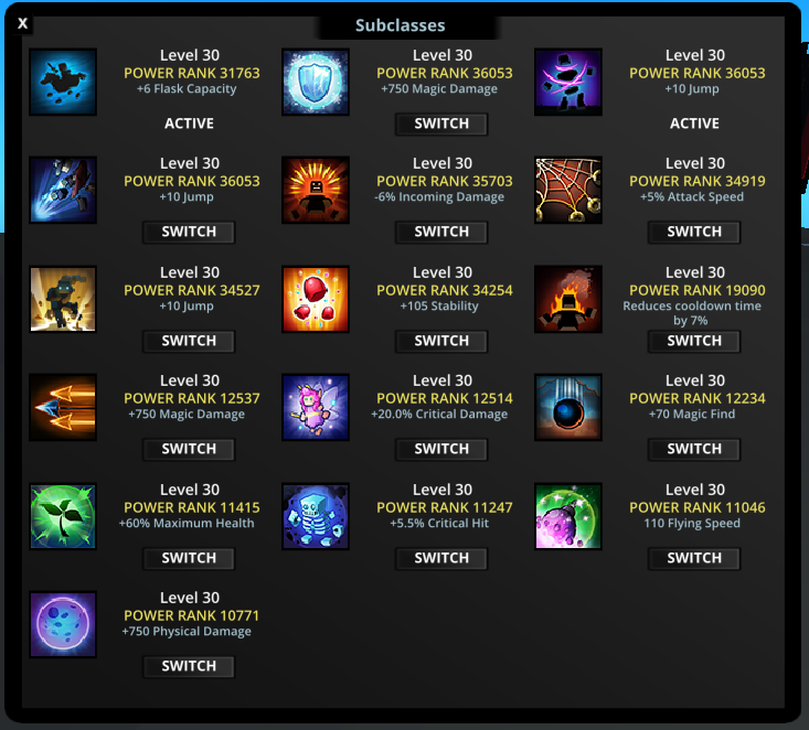 - Obscure UI - Subclasses (Quick Class UI)