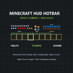 Minecraft HUD Hotbar – Project Zomboid Mod