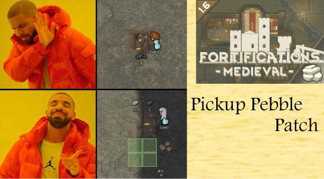 Pickup Pebble(Fortifications - Medieval Patch) mod preview for RimWorld