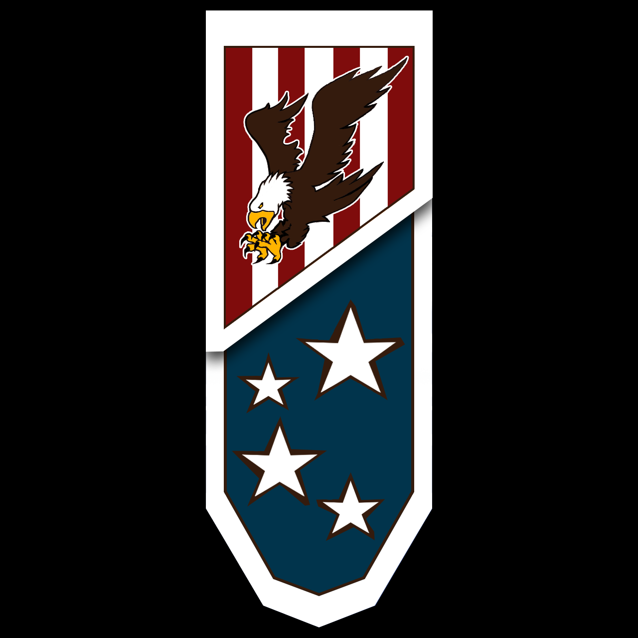 Stars, stripes and the eagle, too.