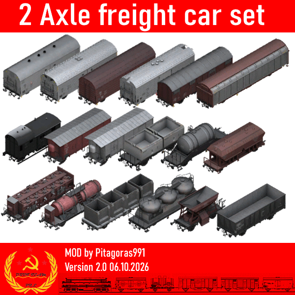 2 axle railroad freight cars - pack preview