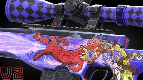 AWP | DOODLE LORE (blue v2) black barrel Updated