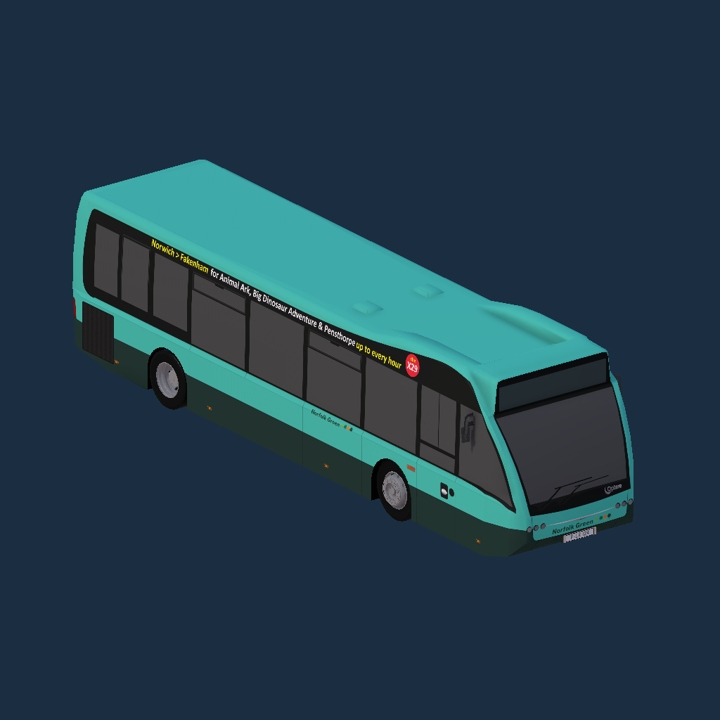 Optare Versa Norfolk Green Old X29 Branded Red & Green Rear
