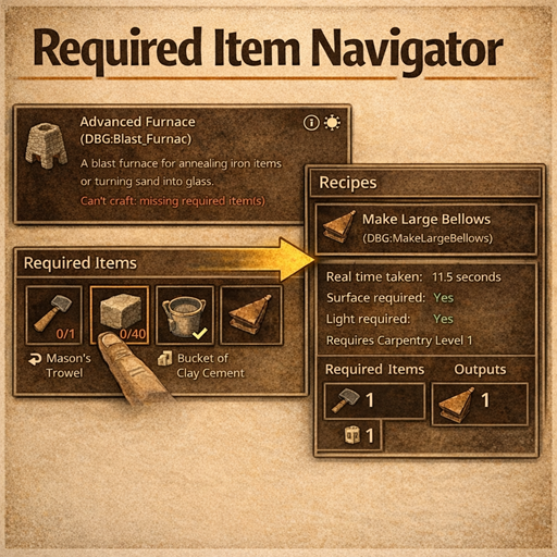 Required Item Navigator [B42.20] – Project Zomboid Mod