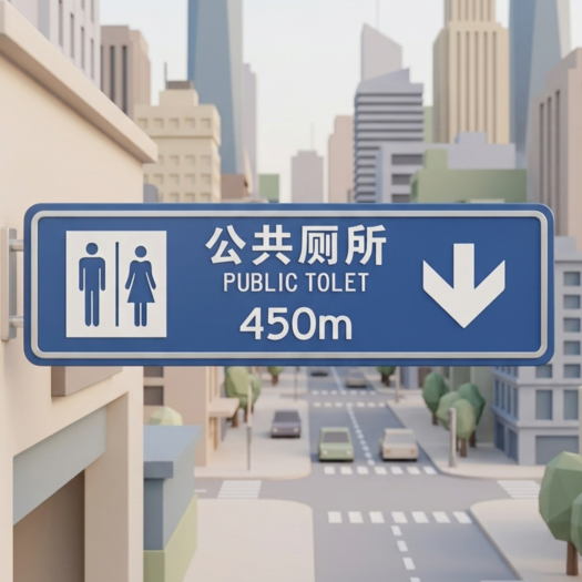 公共厕所：450m