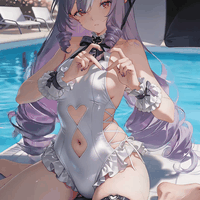 Silver-Purple Drill Twin Elf Girl by the Pool | 4K loop preview