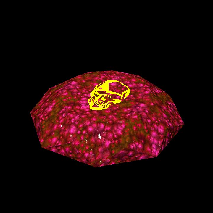 A glowing sigil stone E - skull