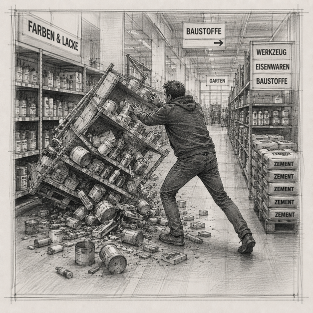 Randalierer in Baumarkt