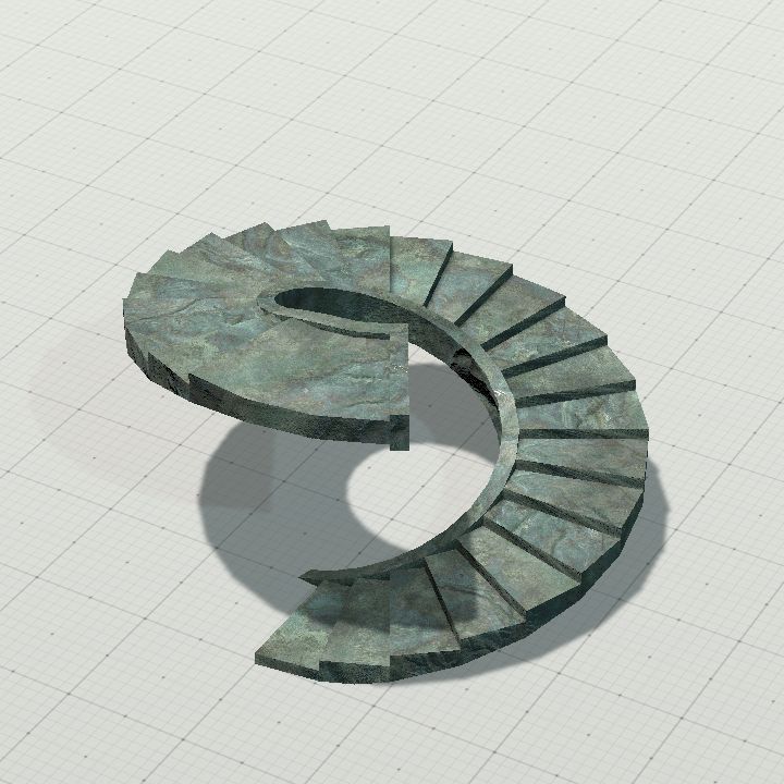 Round stone stairs 4x4 platform end