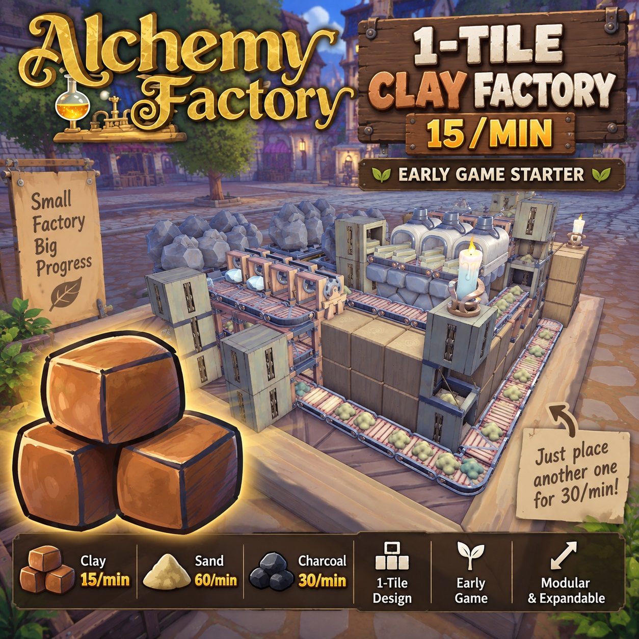 1-Tile Clay Factory — 15/min | Early Game Starter