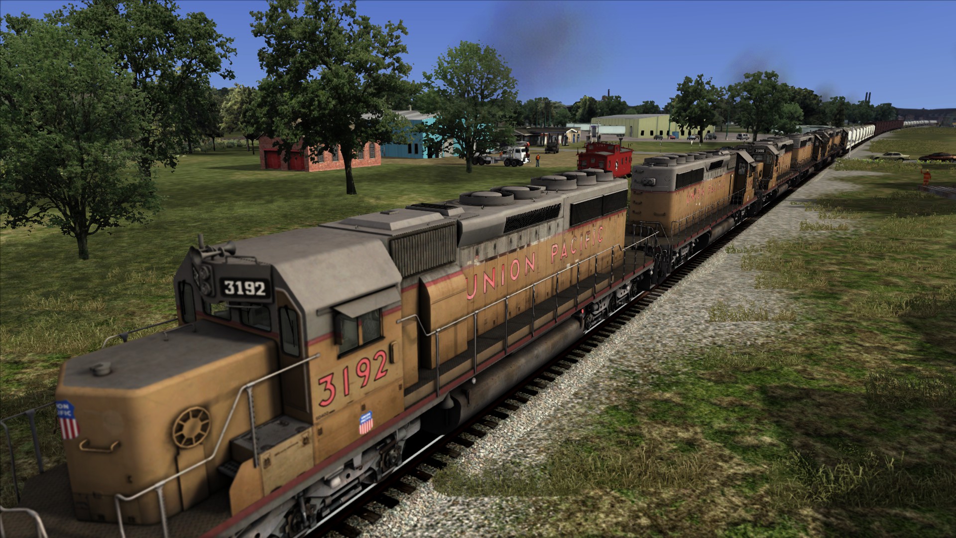( Revised ) Freight Service Union Pacific 3192 / 3128 / 3596 / 3780 / 3244 / 3591 Hauling Assorted Cars to Colton