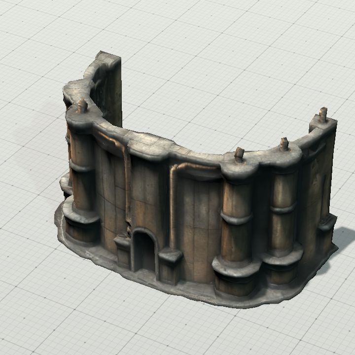 Wall Curved Facade Metal with spikes (2)