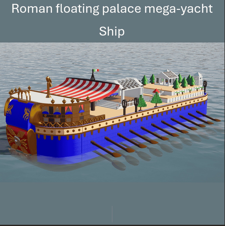 Roman floating palace mega-yacht ship