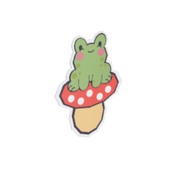 Cute frog on mushroom sticker