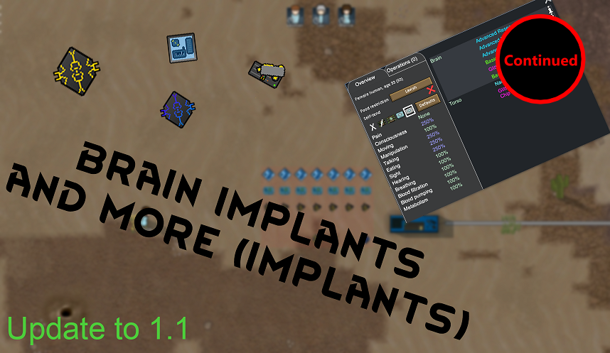 Brain Implants and More (implants)!(Continued) mod preview for RimWorld